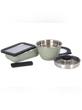 NEW S'well Sage Green Stainless Steel Bento Box & Salad Bowl Food Prep